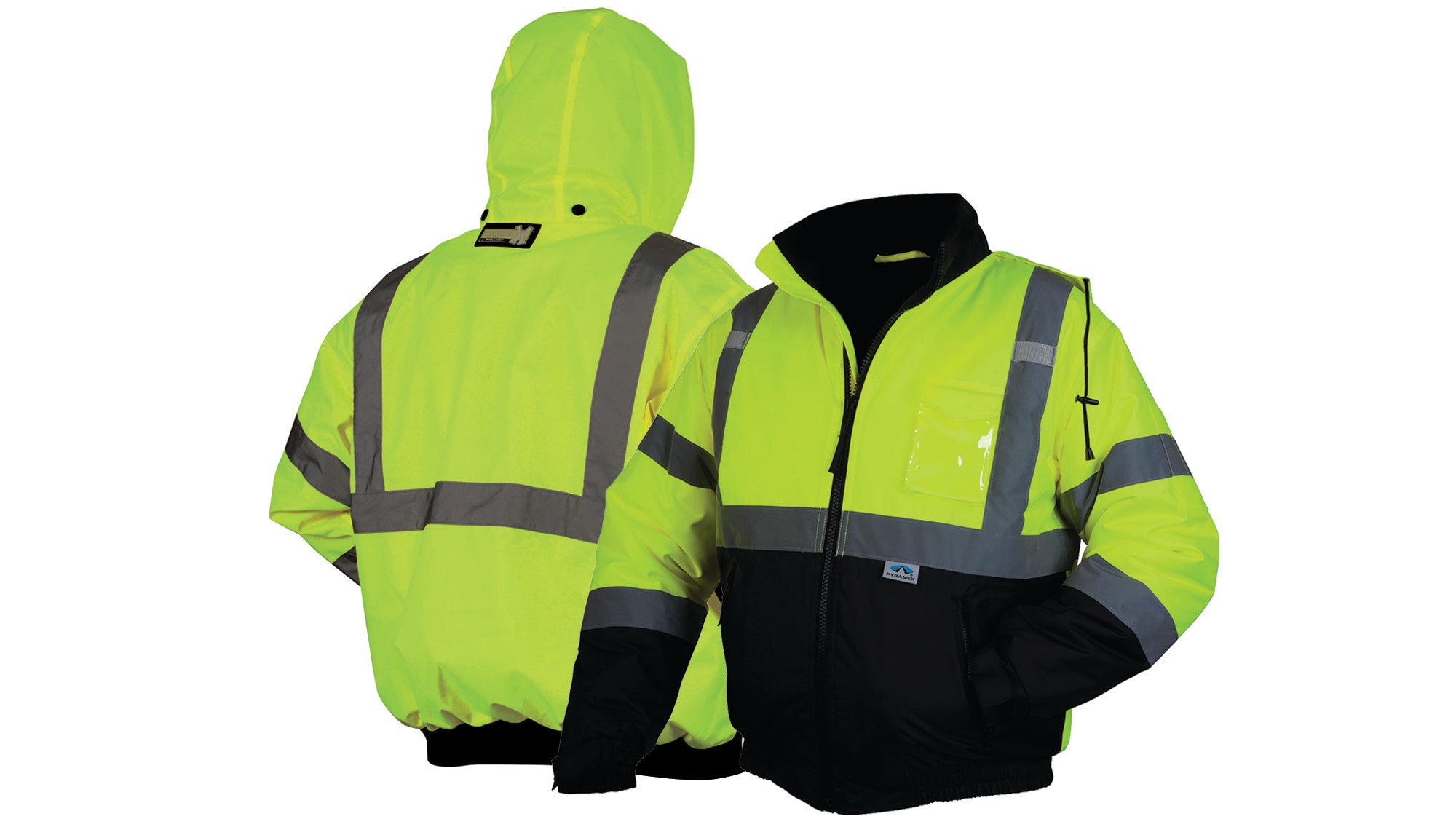 Pyramex RJ3210- Class 3,Type R: Hi Viz Lime Bomber Jacket With Quilted Lining