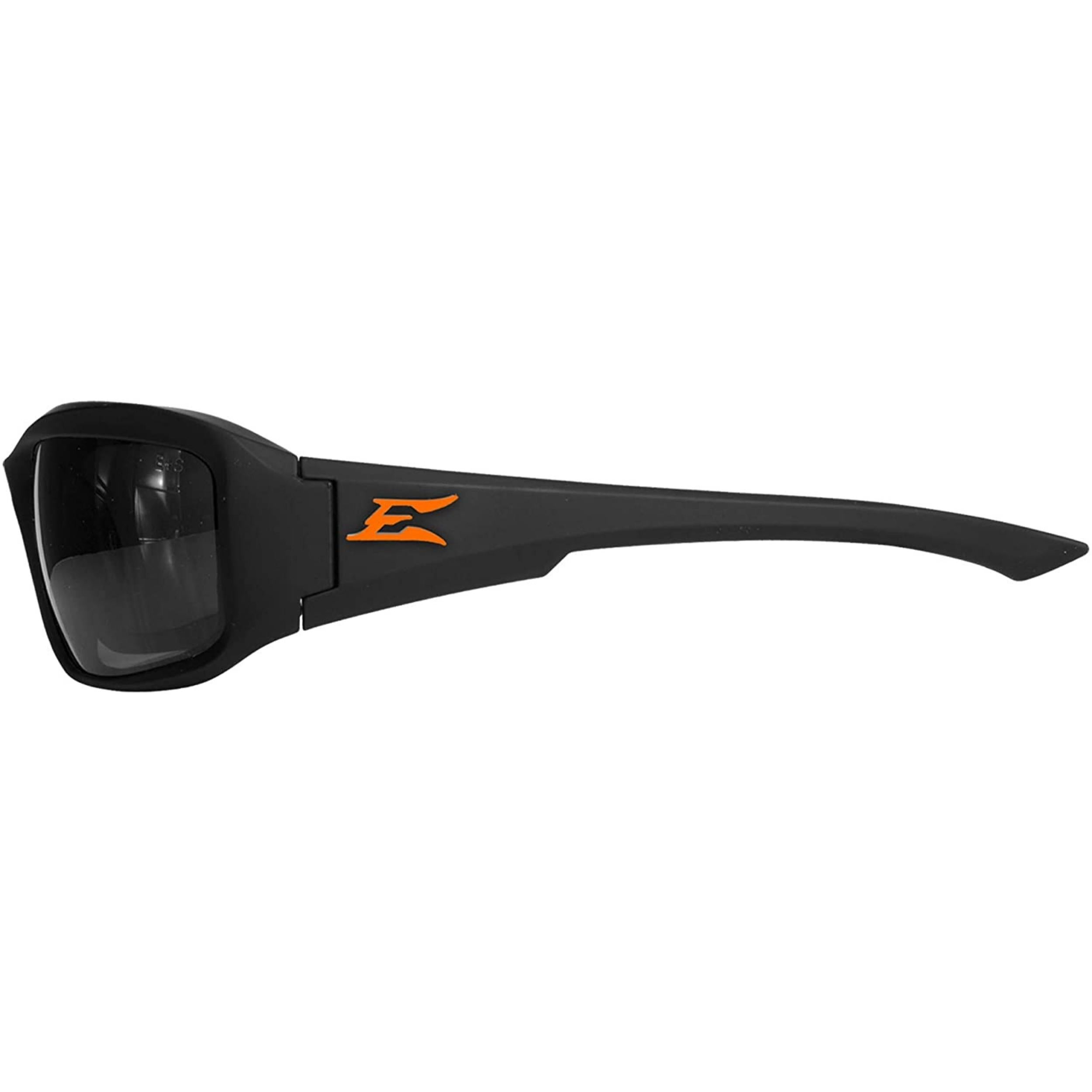 Edge Eyewear TXB236-E2 Brazeau Torque Safety Glasses, Matte Black Frame with Orange E Logo, Polarized Smoke Lens
